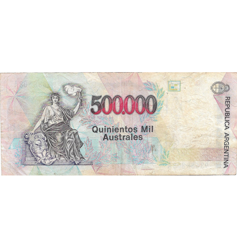 Argentina 500.000 Australes 1991 ND Pick 338 NO UNC