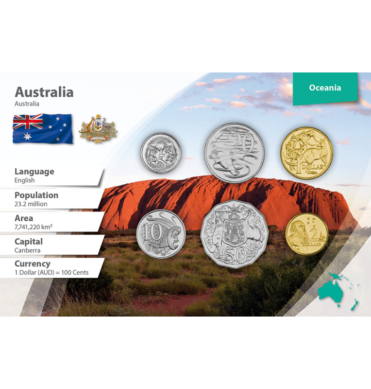 Australia 5, 10, 20, 50 Cents, 1, 2 Dollars 1999-2018 KM 401, 402, 403, 404, 489, 406