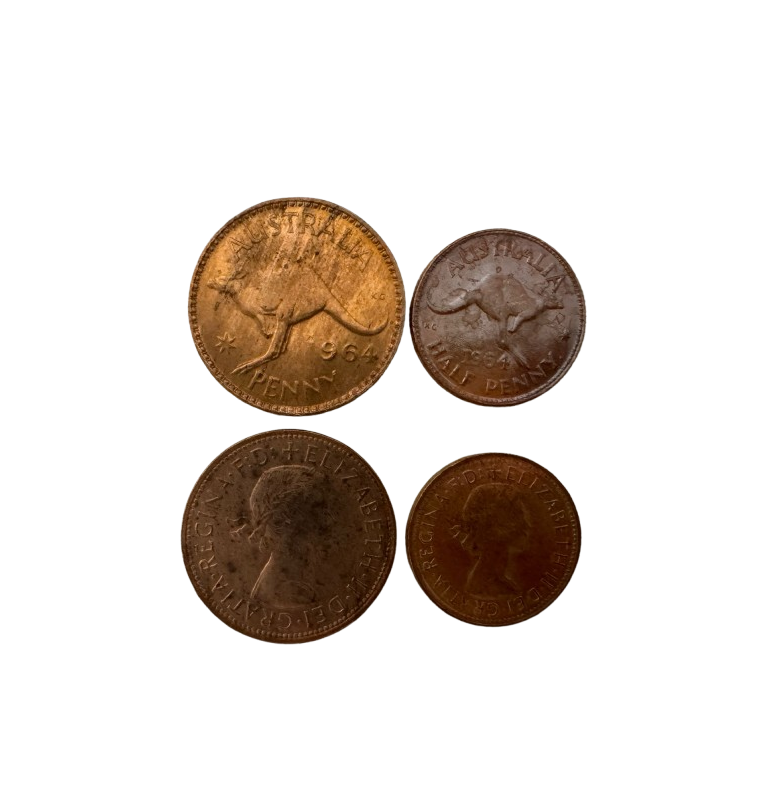 Australia set of two coins 1/2, 1 Penny 1964 NO UNC
