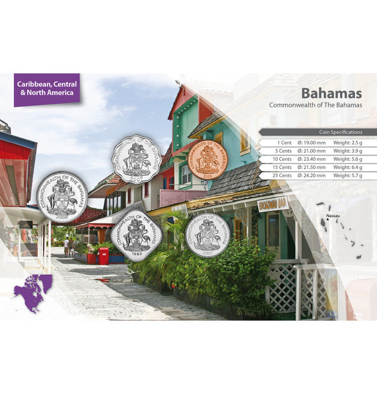 Bahamas 1, 5, 10, 15, 25 Cents 1974-2016 KM 218.1, 60, 219, 62, 63