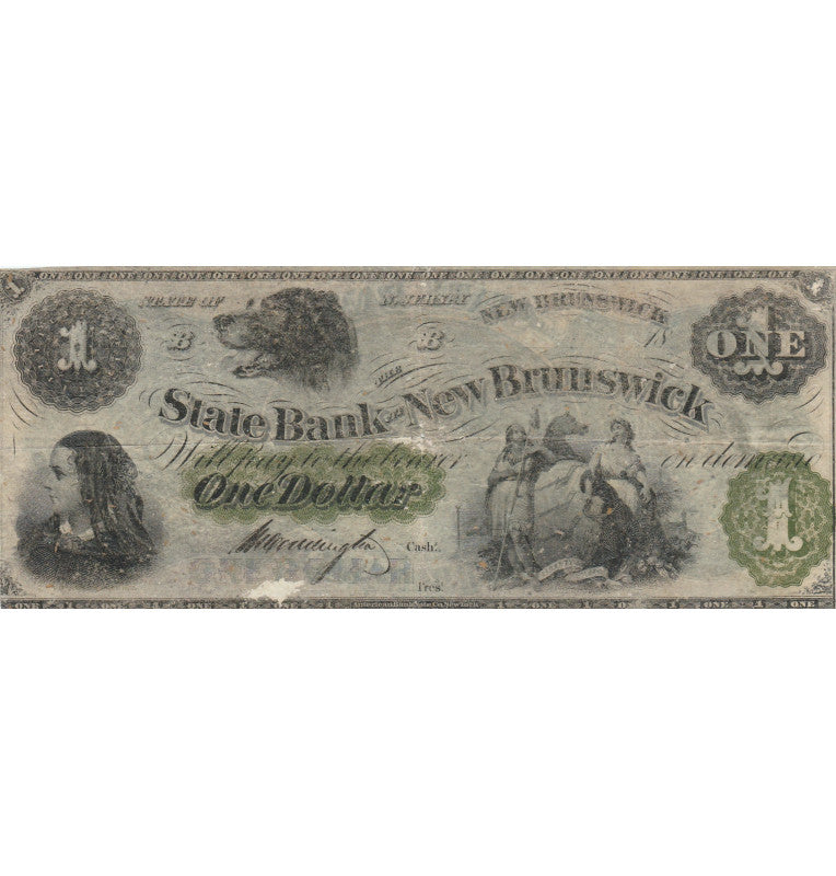 New Brunswick State Bank One Dollar Bill, UNC