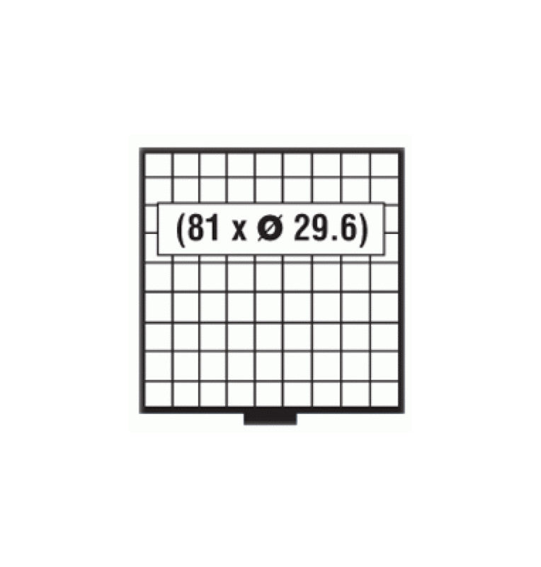 Plastic coin tray, 9 x 9 Capacity 29.6 mm