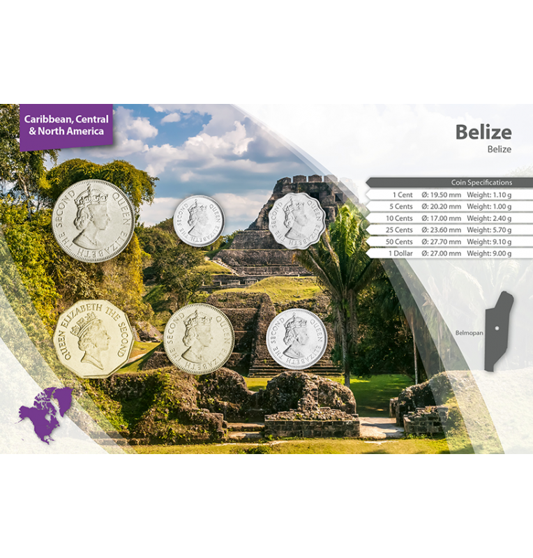 Belize 1, 5, 10, 25, 50 Cents, 1 Dollar 1974-2010 KM 33a, 34a, 35, 36, 37, 99