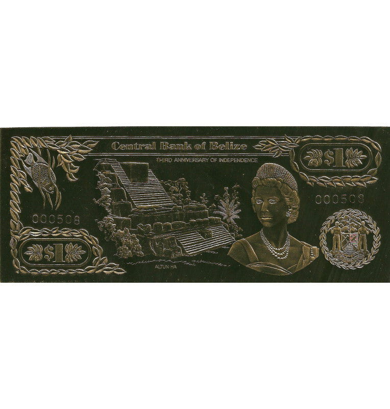 Belize 1 Dollar 1984 (Gold Plated) 3 Digit Serial