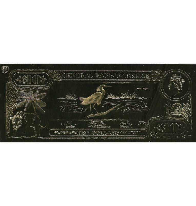 Belize 10 Dollars 1984 (Gold Plated) 3 Digit Serial