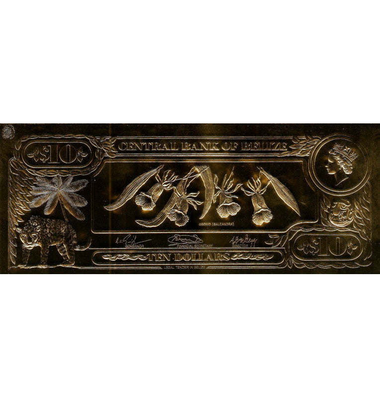 Belize 10 Dollars 1984 ND (Gold Rolled) 4-digit serial number