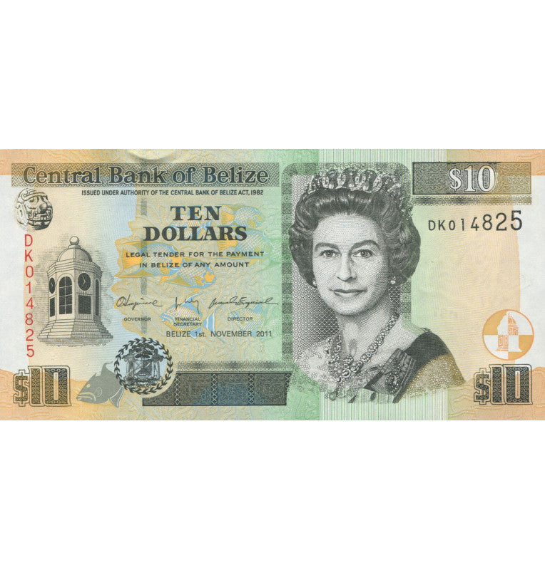 Belize 10 Dollars 2011 Pick 68d.D1