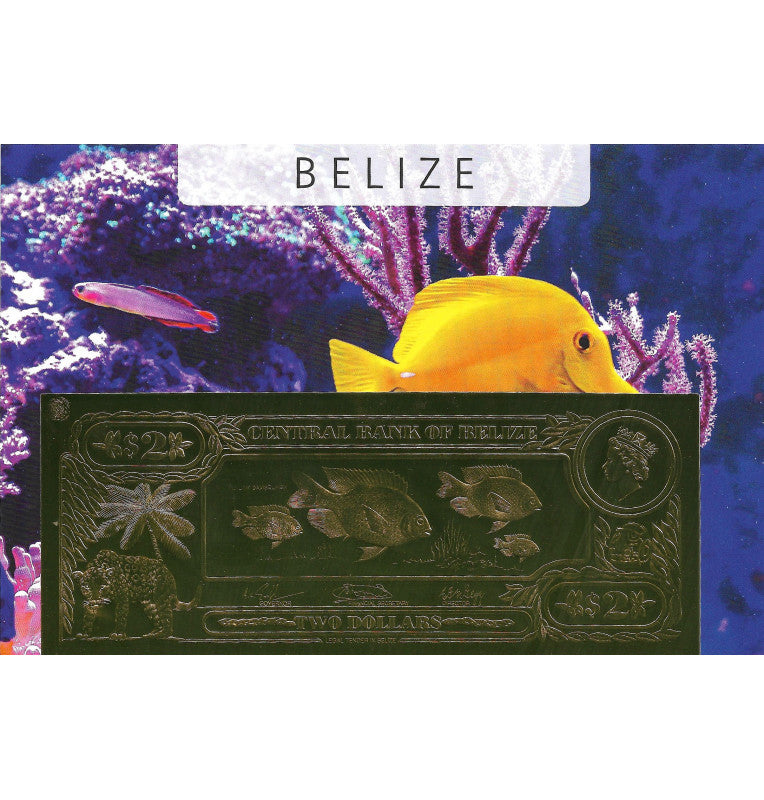 Belize 2 Dollars 1984 (Gold Plated) 3 Digit Serial