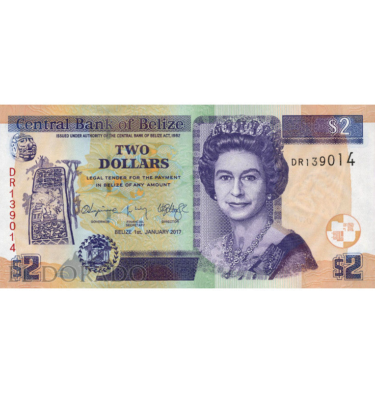 Belize 2 Dollars 2017 Pick 66f