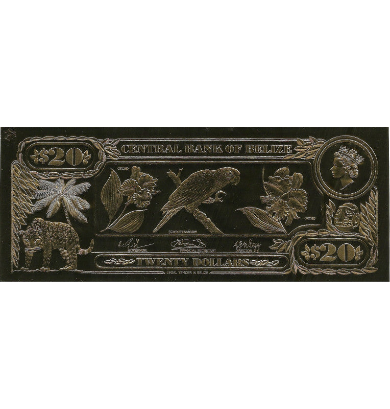 Belize 20 Dollars 1984 (Gold Plated) 3 Digit Serial