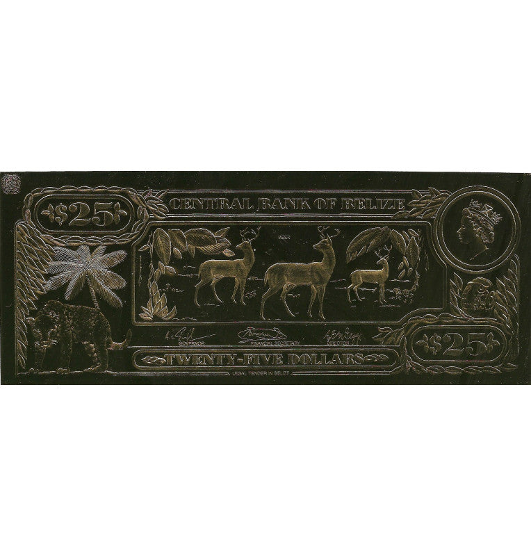 Belize 25 Dollars 1984 (Gold Plated) 3 Digit Serial