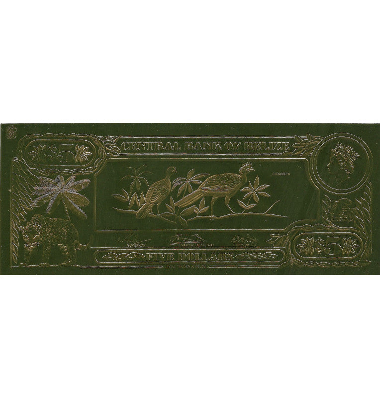 Belize 5 Dollars 1984 (Gold Plated) 3 Digit Serial