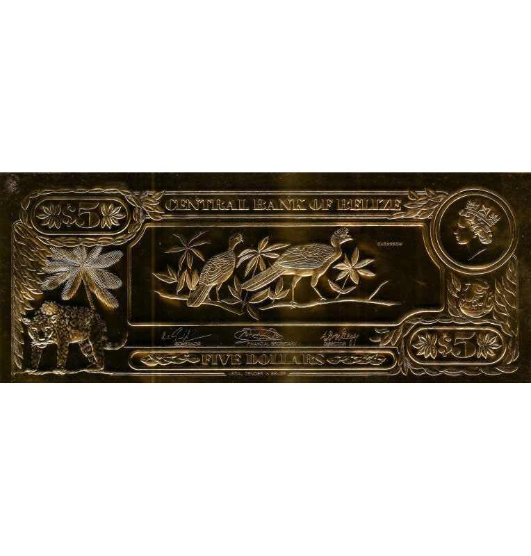 Belize 5 Dollars 1984 ND (Gold Rolled) 4-digit serial number