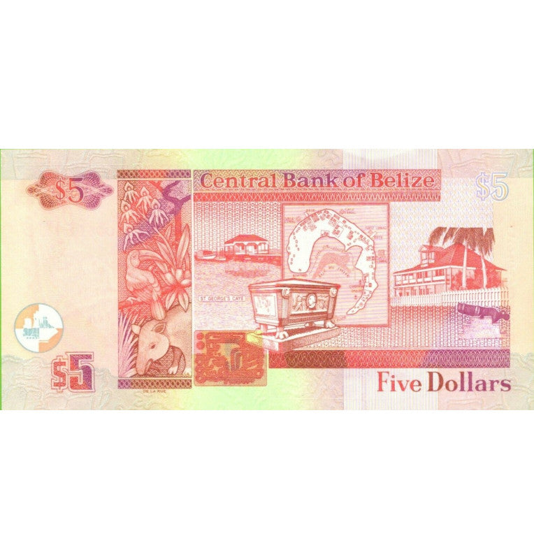 Belize 5 Dollars 2015 Pick 67 fc