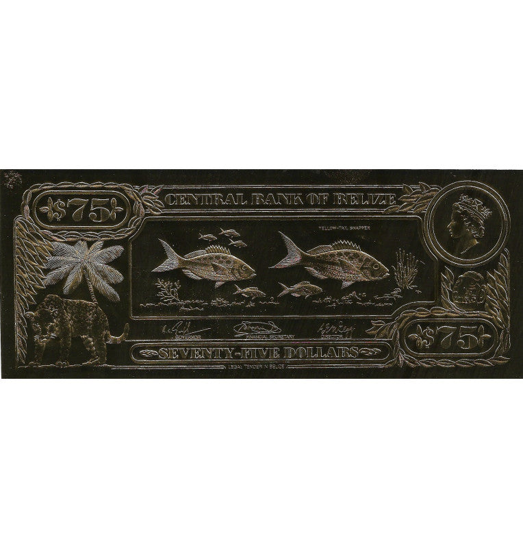 Belize 75 Dollars 1984 (Gold Plated) 3 digit serial number