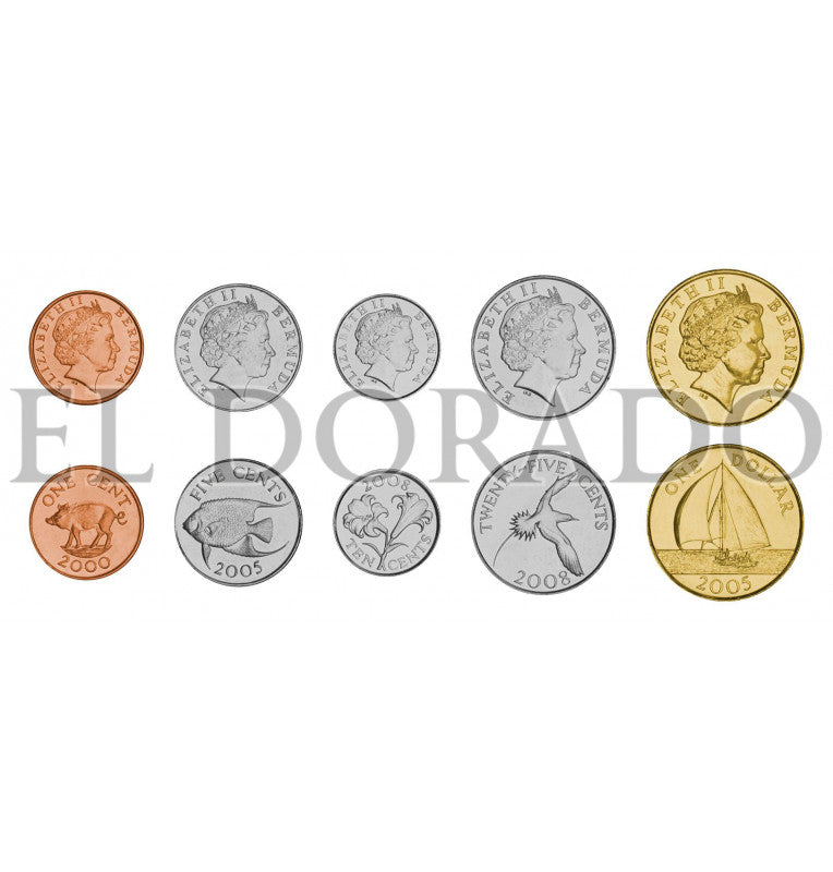 Bermudas 1, 5, 10, 25 Centavos, 1 Dólar 1999-2009 KM 107, 108, 109, 110, 111