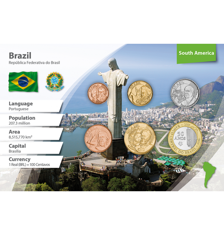 Brazil 1, 5, 10, 25, 50 Cents, 1 Real 1998-2016 KM 647, 648, 649.2, 650, 651a, 723