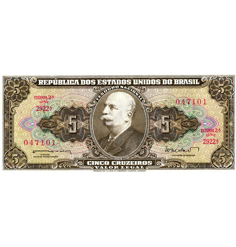 Brazil 5 Cruzeiros 1962 ND Pick 176a