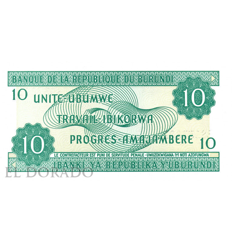 Burundi 10 Francs 1997-2003 Pick 33d