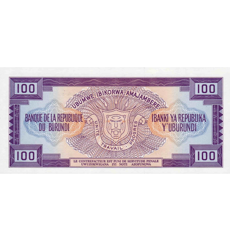 Burundi 100 Francs 1993 Pick 29c