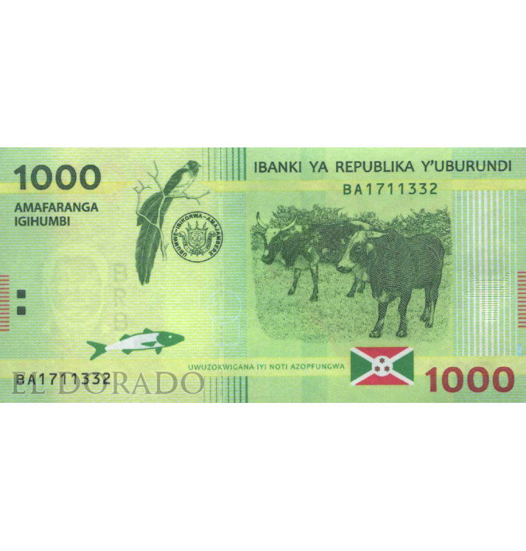 Burundi 1,000 Francs 2015 Pick 51