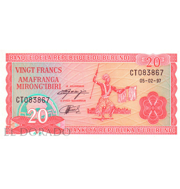 Burundi 20 Francs 1997-2007 Pick 27d