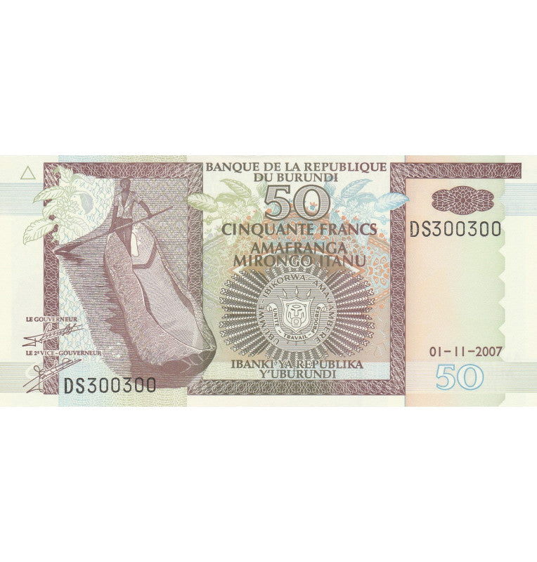 Burundi 50 Francs 2007 Pick 36g Radar 300300