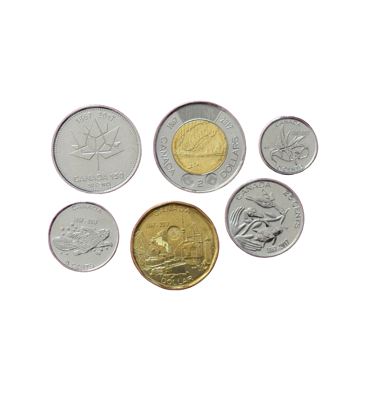 Canada set de 6 monedas 5,10,25,50 Cents 1,2 Dolares 2017