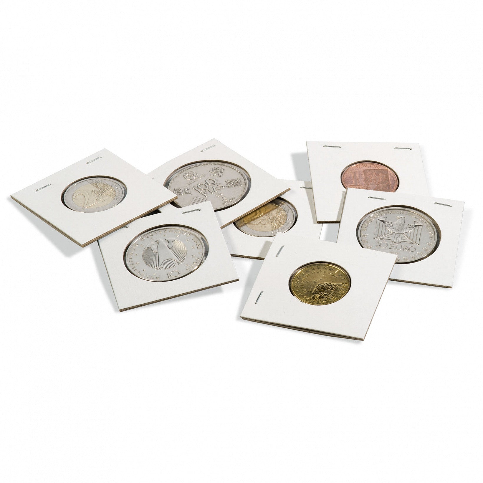 Cartones para monedas TACK 37,5 mm, para grapar x 100 unidades