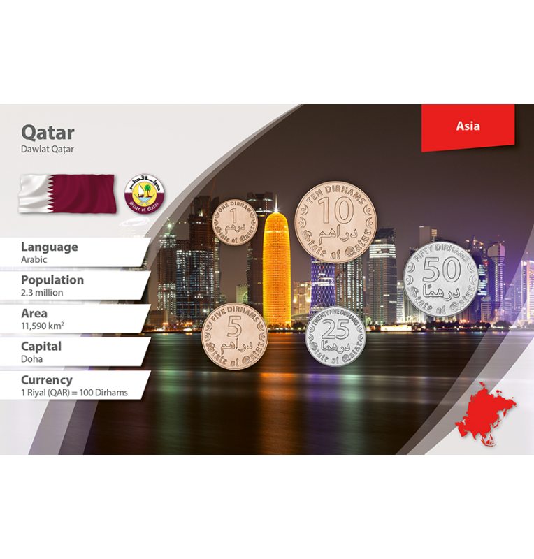Qatar 1, 5, 10, 25, 50 Dirhams 2016 KM New