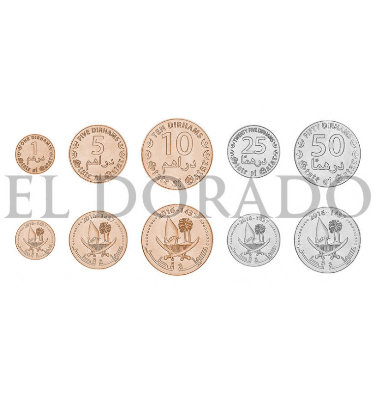 Catar 1, 5, 10, 25, 50 Dirhams 2016 KM Nuevo