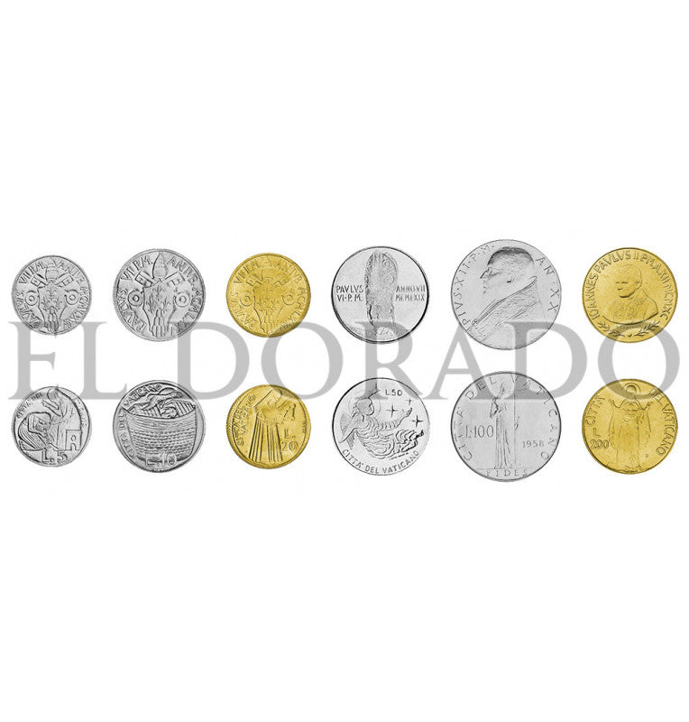 Vatican City The Bible Vatican Set (6 coins) diff. Year 1955-1990