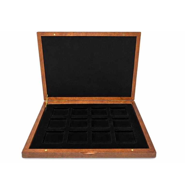 Estuche de Madera para 12 Monedas en capsula quadrum
