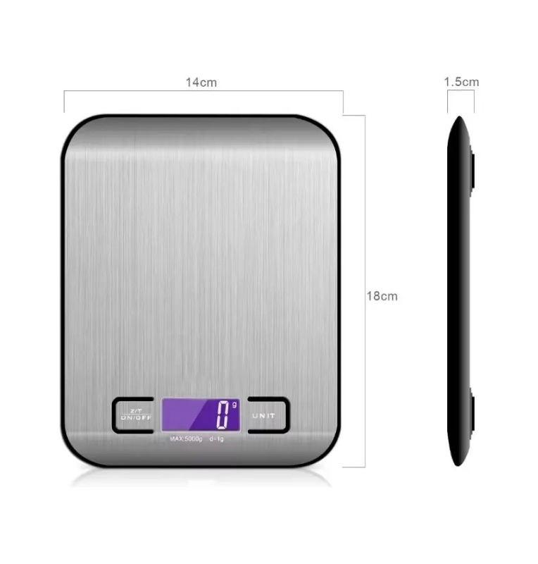 Báscula Digital Balanza Acero Inoxidable 5kg No Incluye Pilas