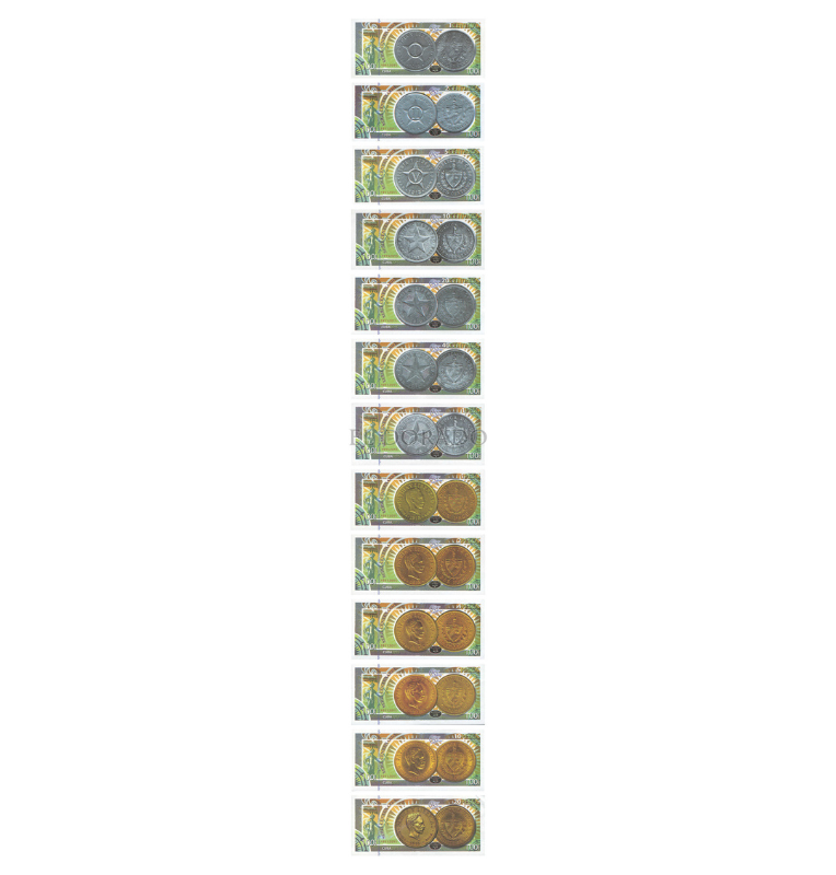 Cuba  1, 2, 5, 10, 20, 40 Centavos, 1, 1, 2, 4, 5, 10, 20 Pesos Año 2015. Souvenirs