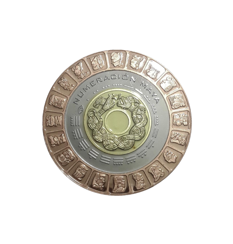 México Medalla Trimetálica Numeración Maya