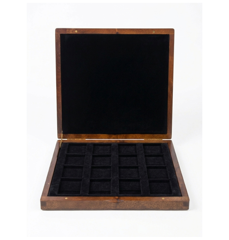 Estuche de Madera para 16 Monedas en capsula quadrum