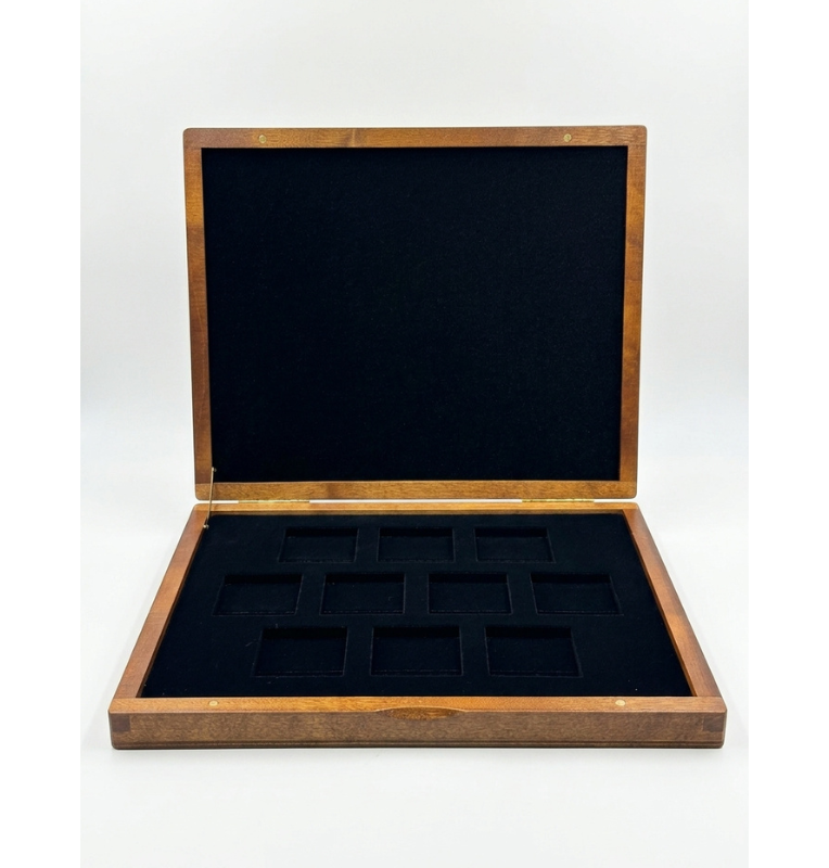 Estuche de Madera para 10 Monedas en capsula quadrum