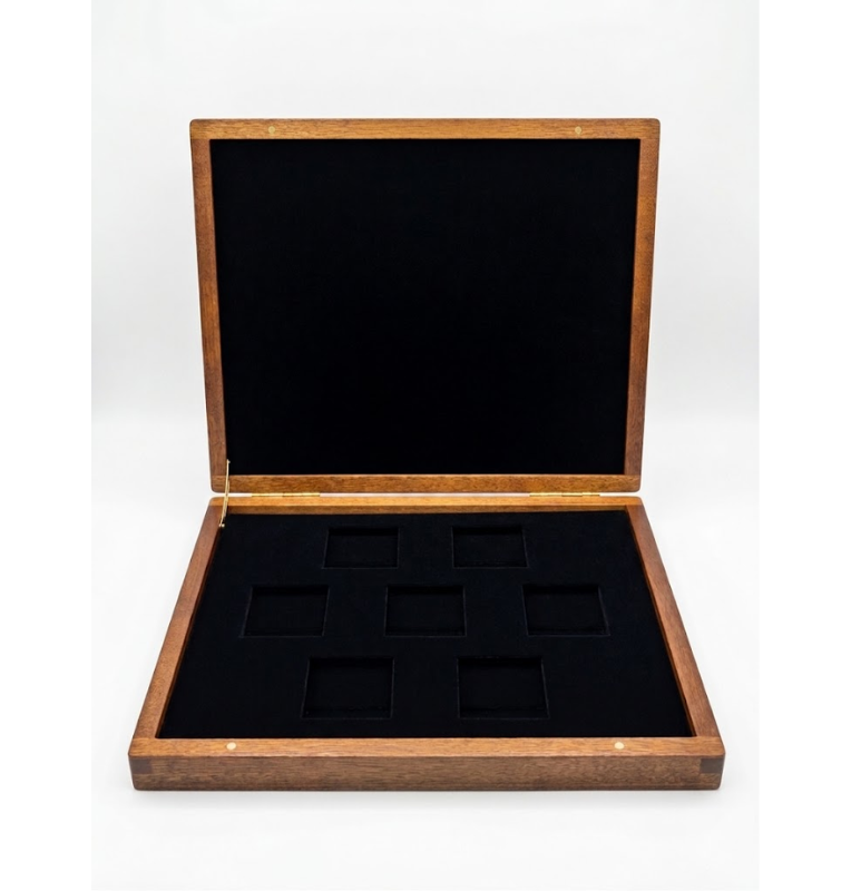 Estuche de Madera para 7 Monedas en capsula quadrum