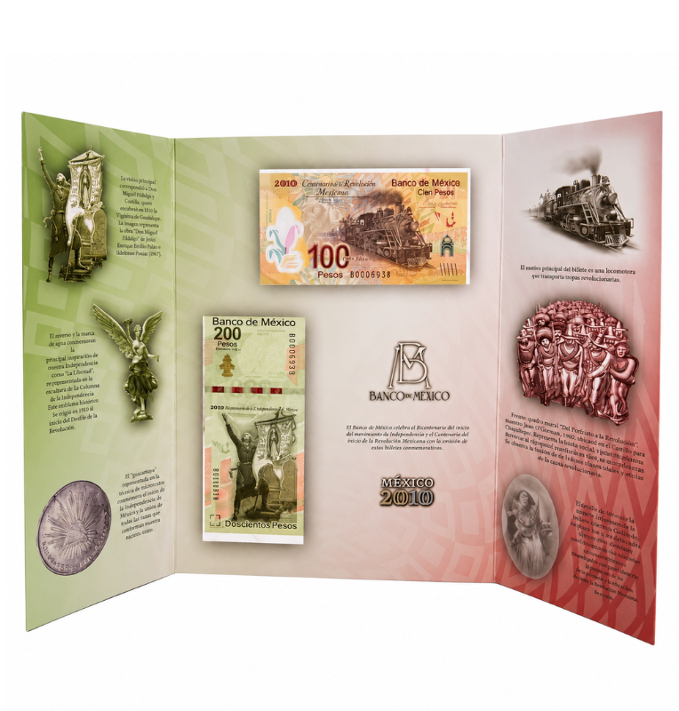 México billetes conmemorativos de la independencia y la revolución mexicana