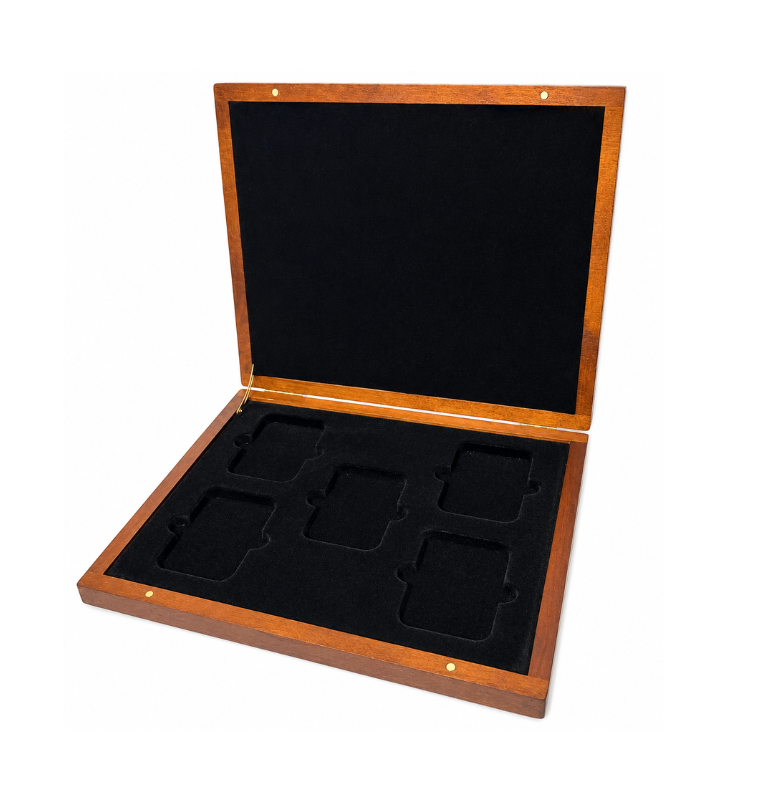 Estuche de Madera para 5 Monedas en capsula quickslab