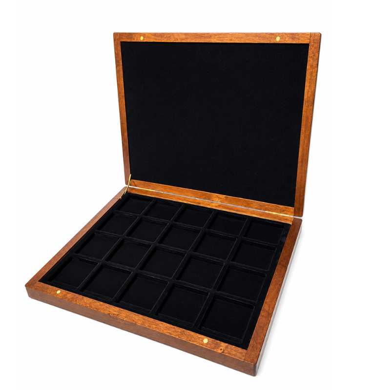 Estuche de Madera para 20 Monedas en capsula quadrum