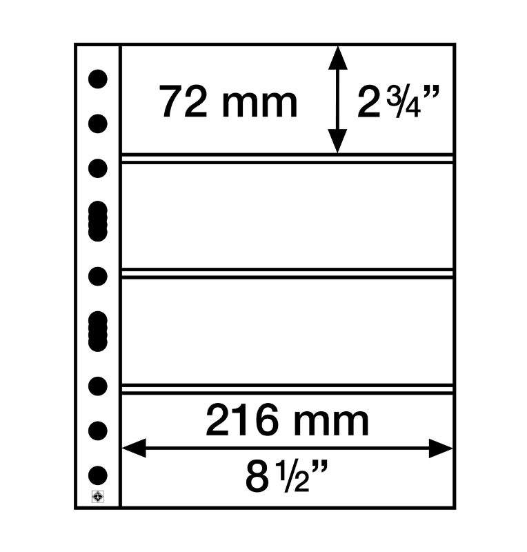 Hojas de plástico grande easy,4 bolsas transvers. p. billetes banco, pp, claro, paq. de 50