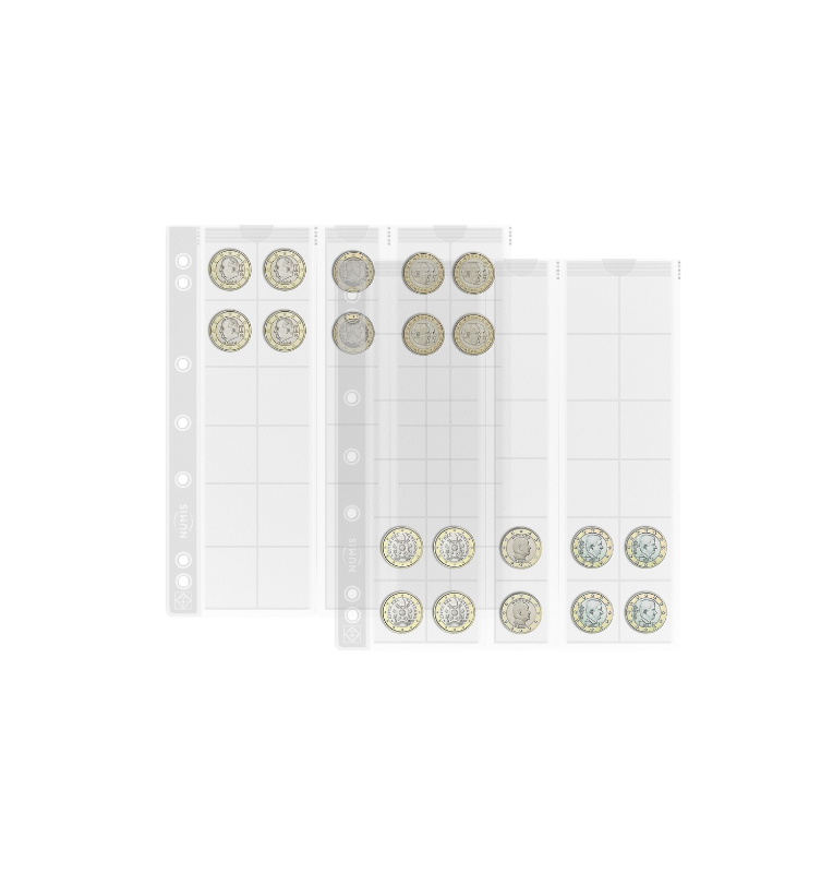 Hojas para monedas Numis, de 30 divisiones de 25 mm Ø, paquete de 5