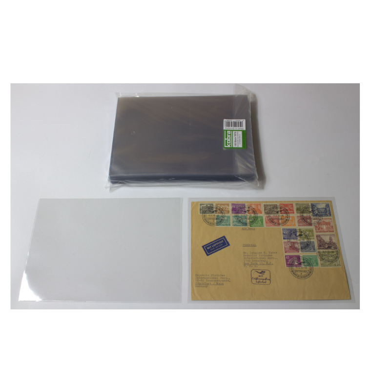 Fundas protectoras para letras grandes, fabricadas en lámina rígida, con apertura lateral larga.