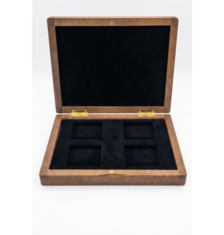 Estuche de Madera para 4 Monedas en capsula quadrum
