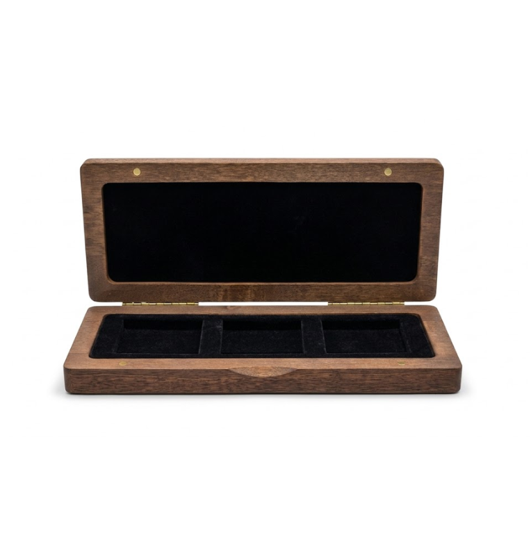Estuche de Madera para 3 Monedas en capsula quadrum