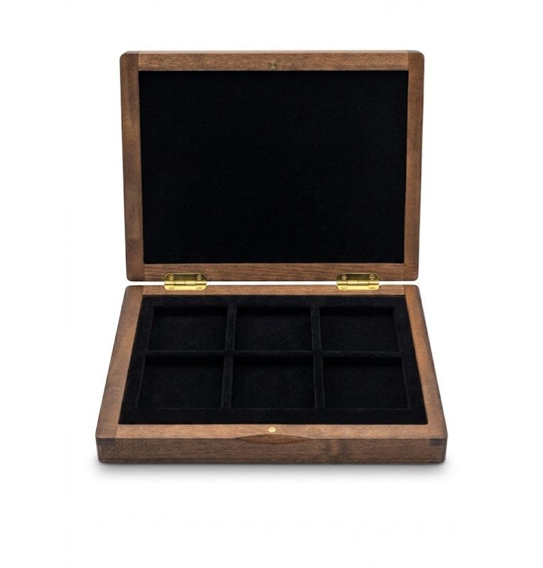 Estuche de Madera para 6 Monedas en capsula quadrum