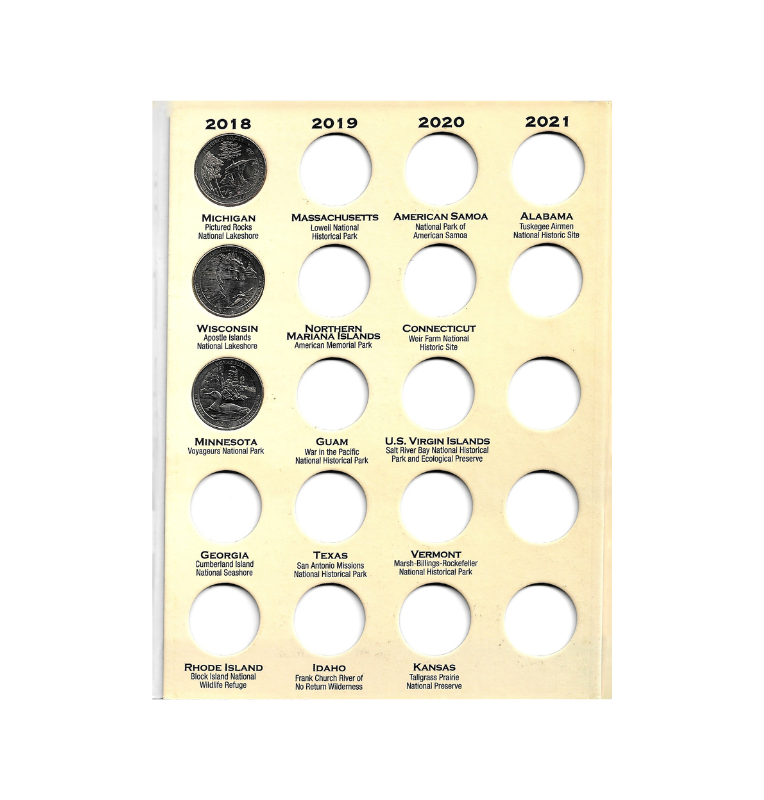 Cuartos Parque Nacional WHITMAN 2010-2021 (Incluye 20 monedas)