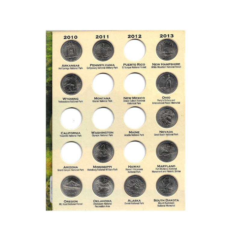 Cuartos Parque Nacional WHITMAN 2010-2021 (Incluye 20 monedas)